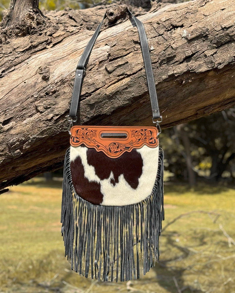 Western Cowhide Fringe Crossbody Bag