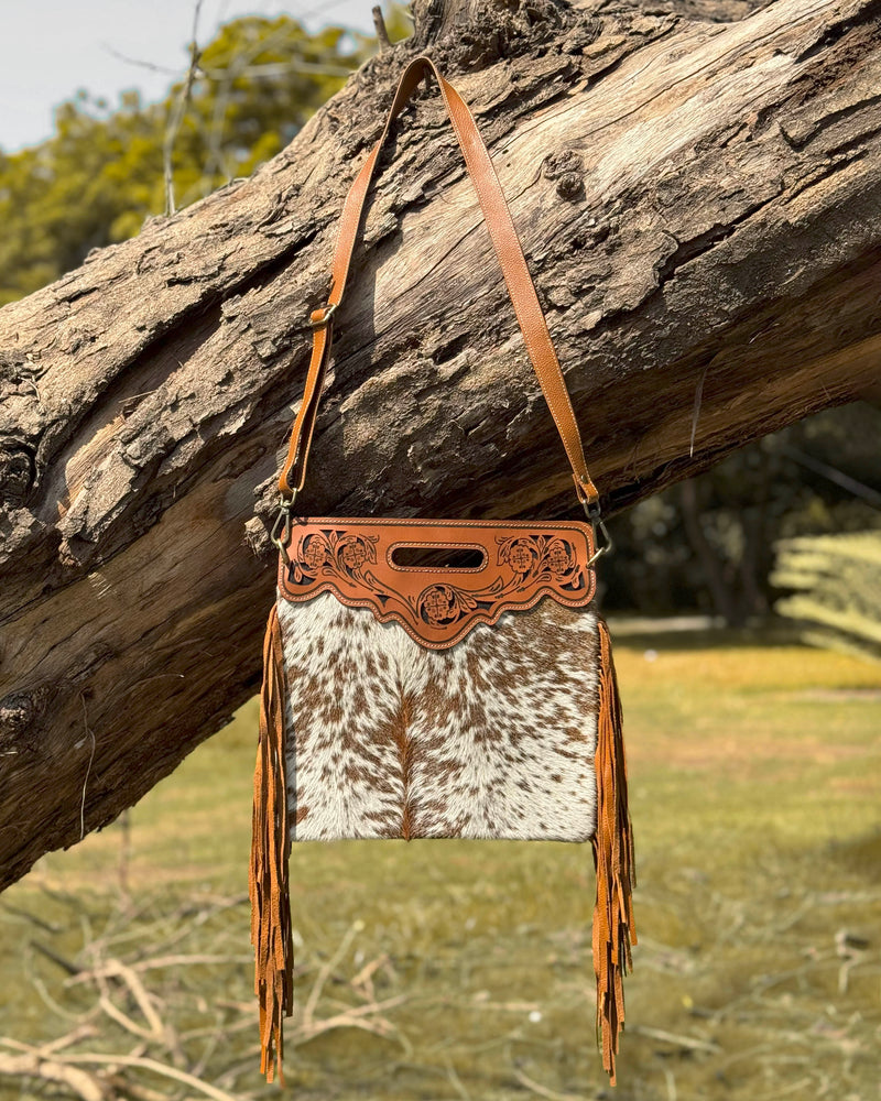 Handcrafted Cowhide Fringe Crossbody Bag