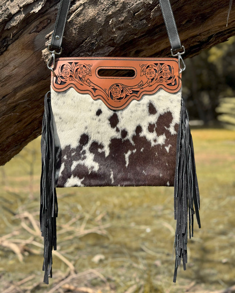 Cowhide Fringe Crossbody Bag