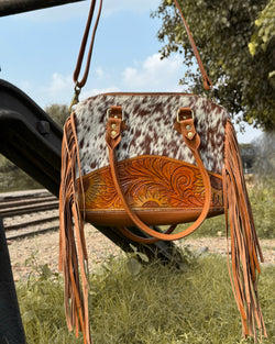 Western Style Cowhide Fringe Bag