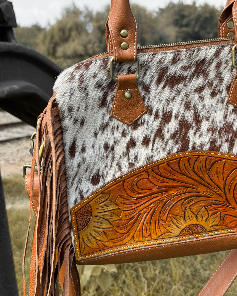 Western Style Cowhide Fringe Bag