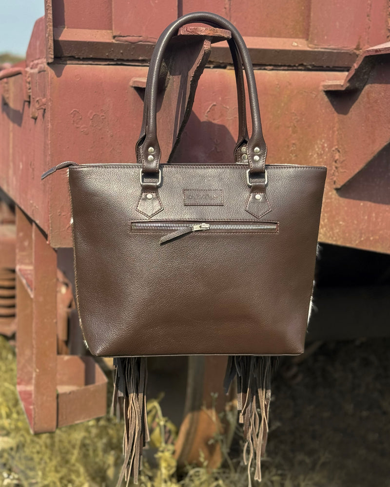 Burgundy Handcrafted Cowhide Tote