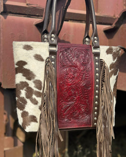 Burgundy Handcrafted Cowhide Tote