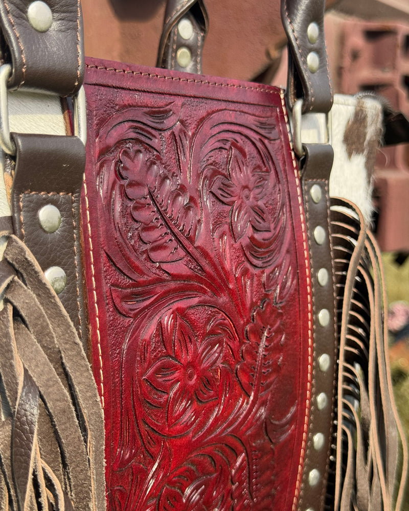 Burgundy Handcrafted Cowhide Tote