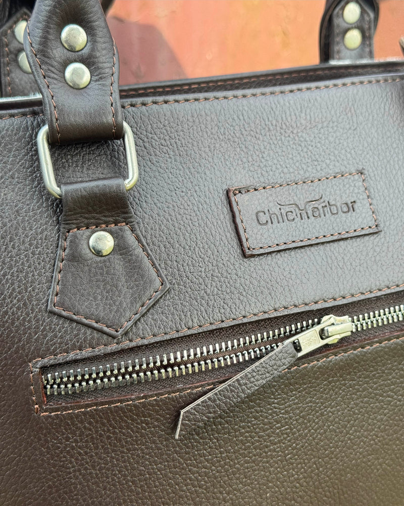 Burgundy Handcrafted Cowhide Tote