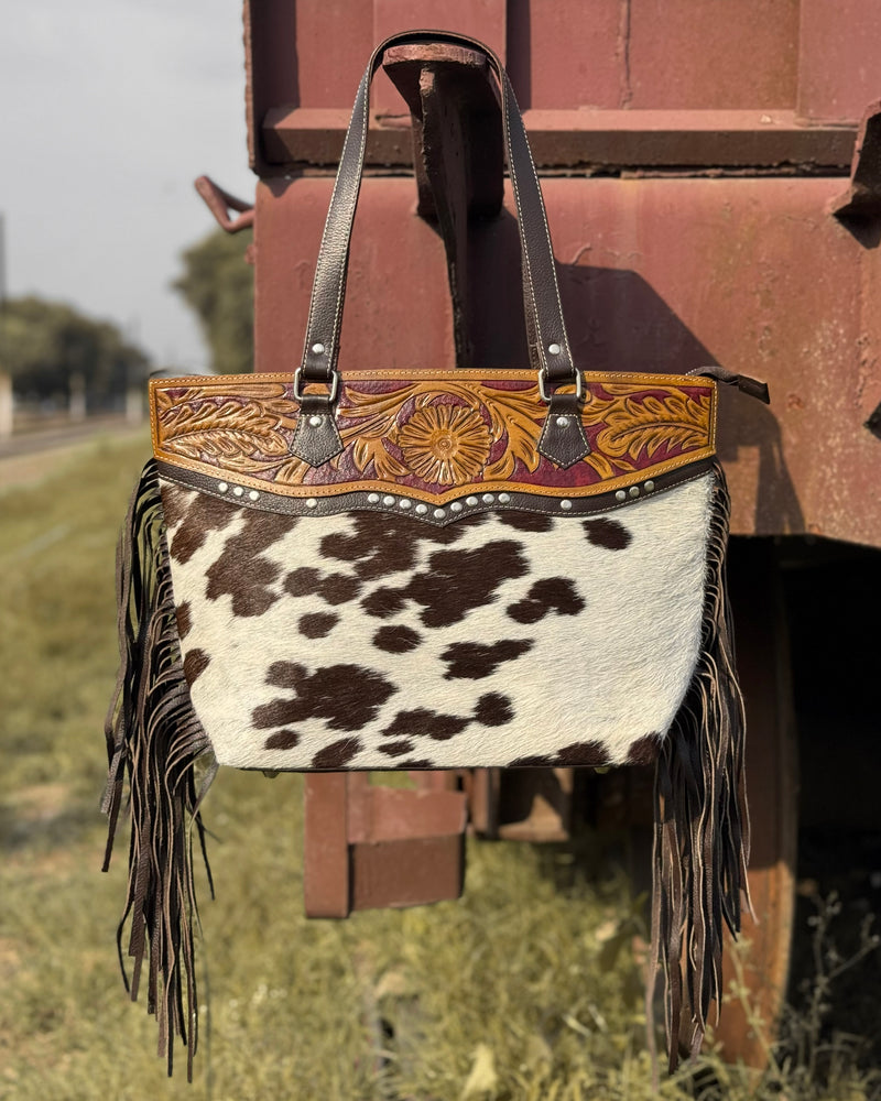 Handcrafted Cowhide Fringe Tote – Chocolate Brown  Professional & Premium