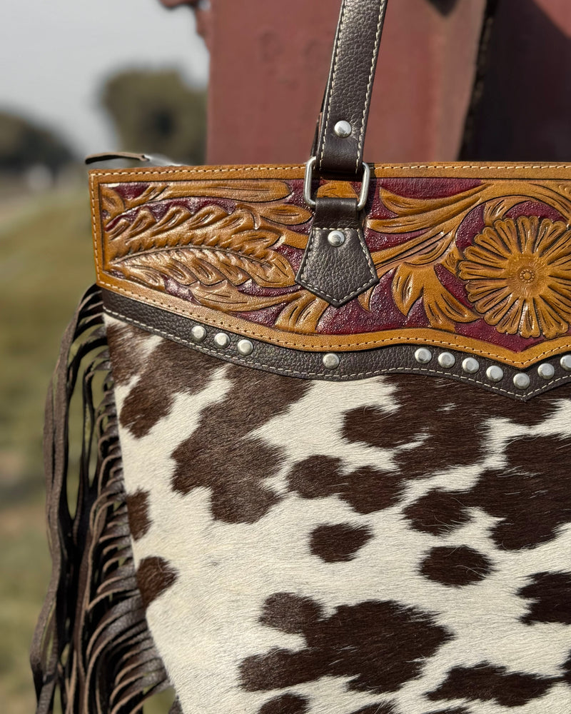 Handcrafted Cowhide Fringe Tote – Chocolate Brown  Professional & Premium