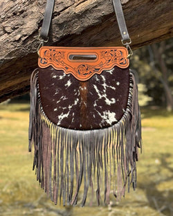 Cowhide Fringe Crossbody Bag