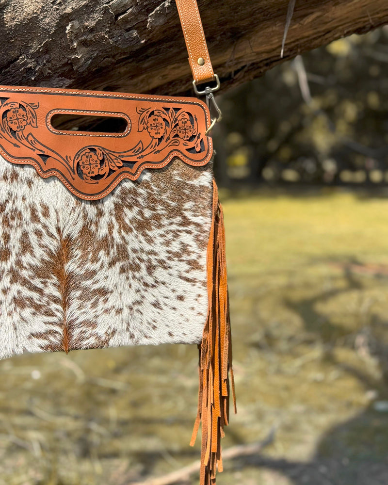 Handcrafted Cowhide Fringe Crossbody Bag