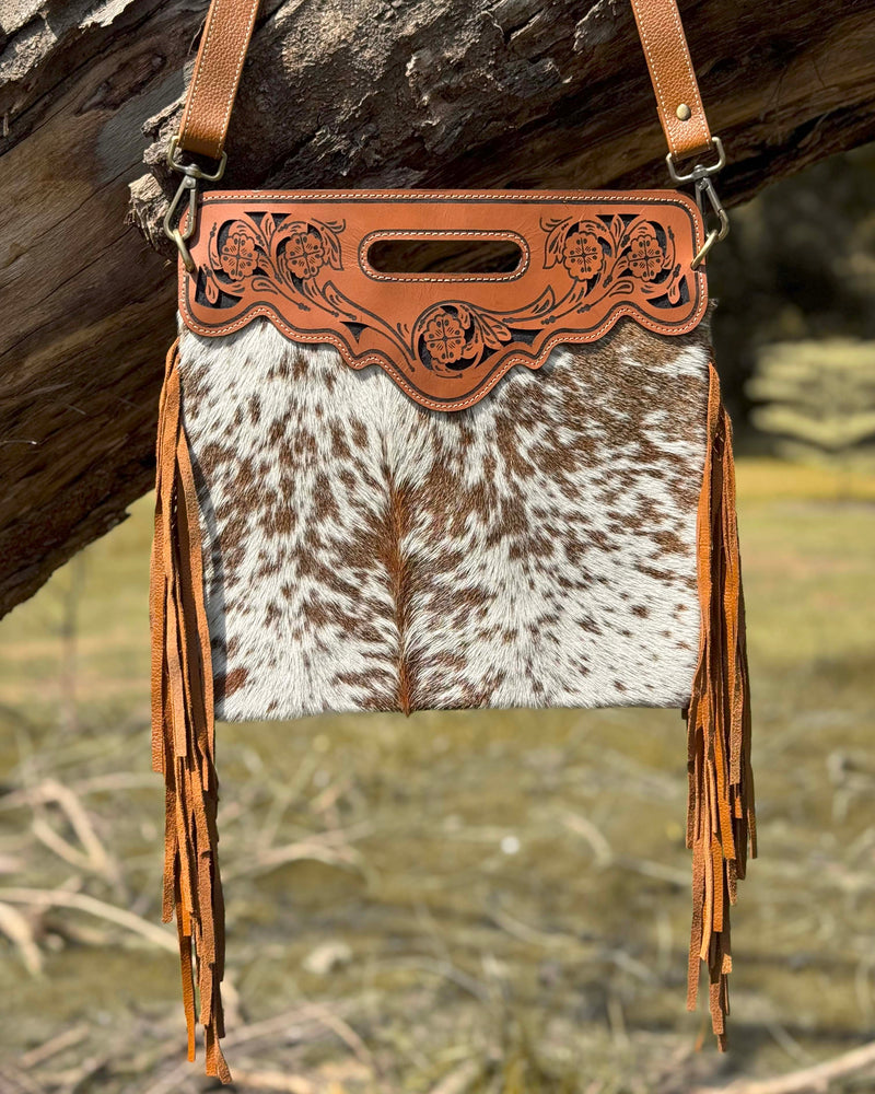 Handcrafted Cowhide Fringe Crossbody Bag