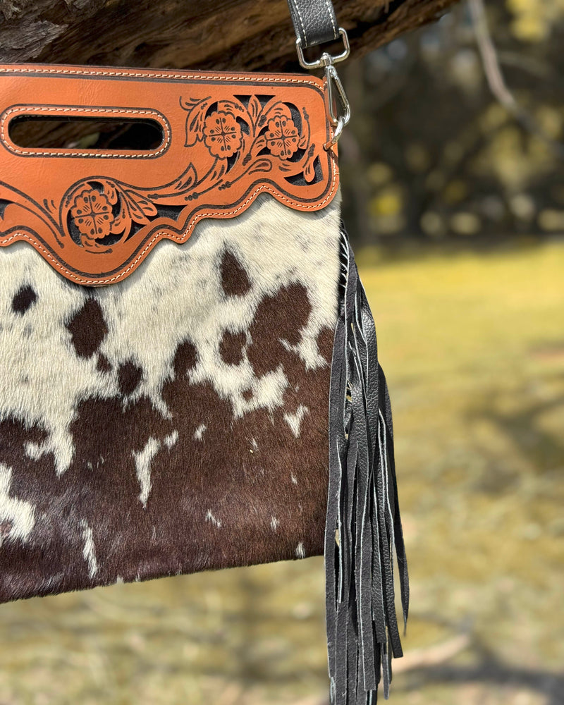 Cowhide Fringe Crossbody Bag