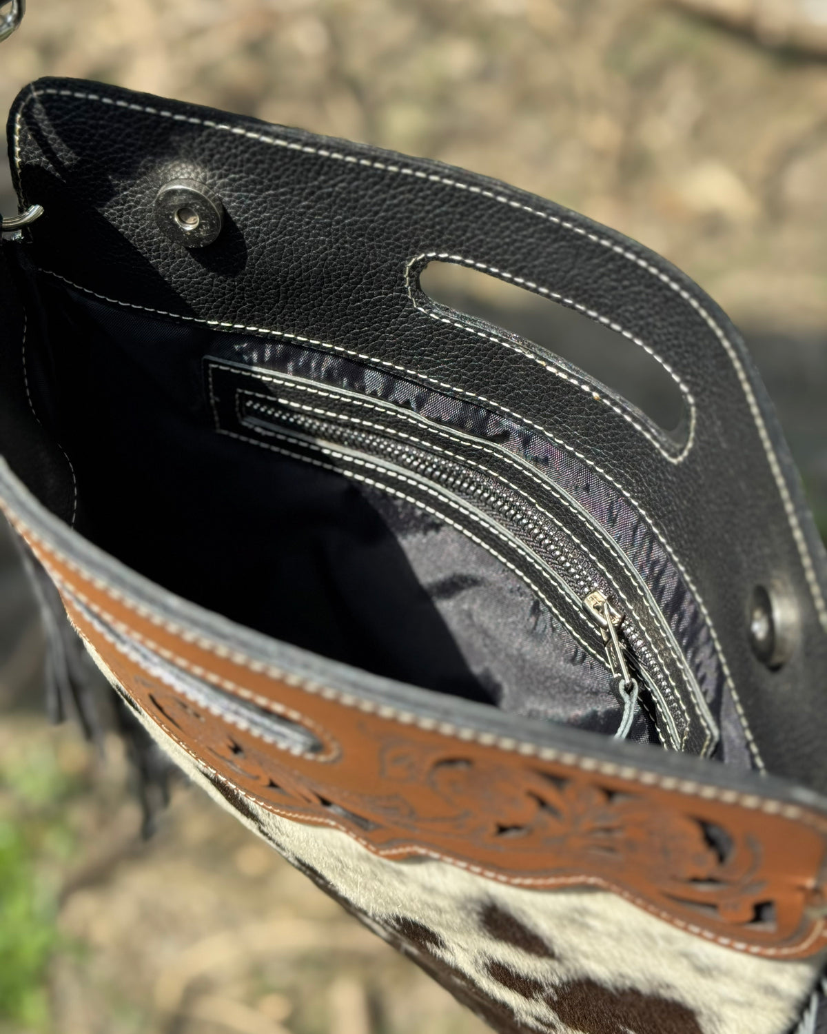 Western Cowhide Fringe Crossbody Bag