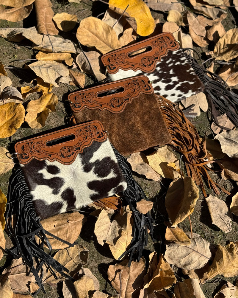 Western Cowhide Leather Fringe Crossbody