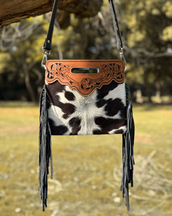 Western Cowhide Fringe Crossbody Bag