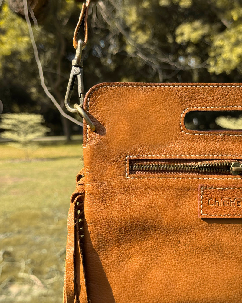 Western Cowhide Leather Fringe Crossbody