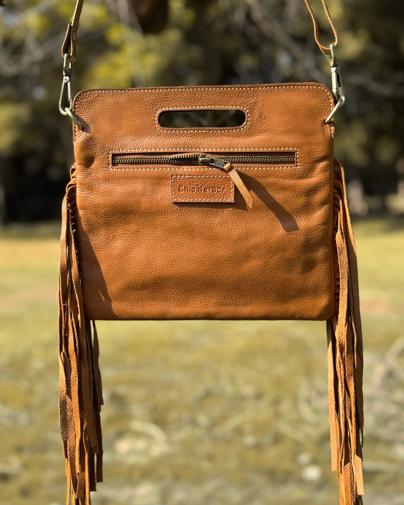 Western Cowhide Leather Fringe Crossbody