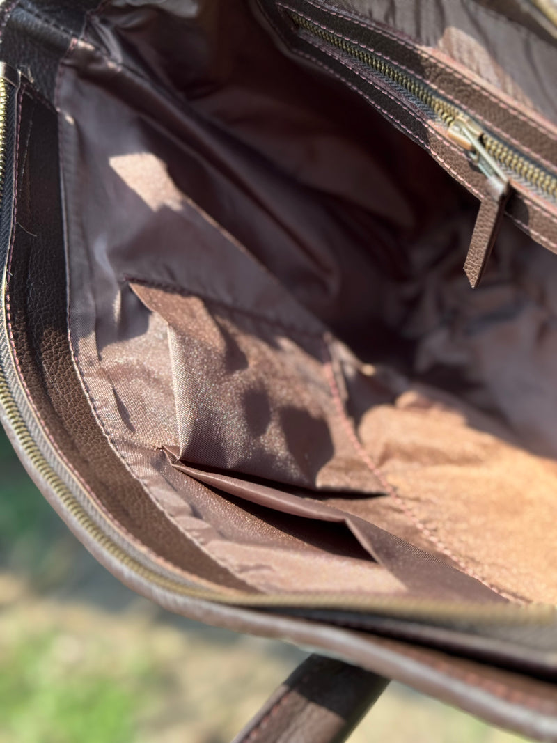 Premium Cowhide Tote — Genuine Leather Handbag