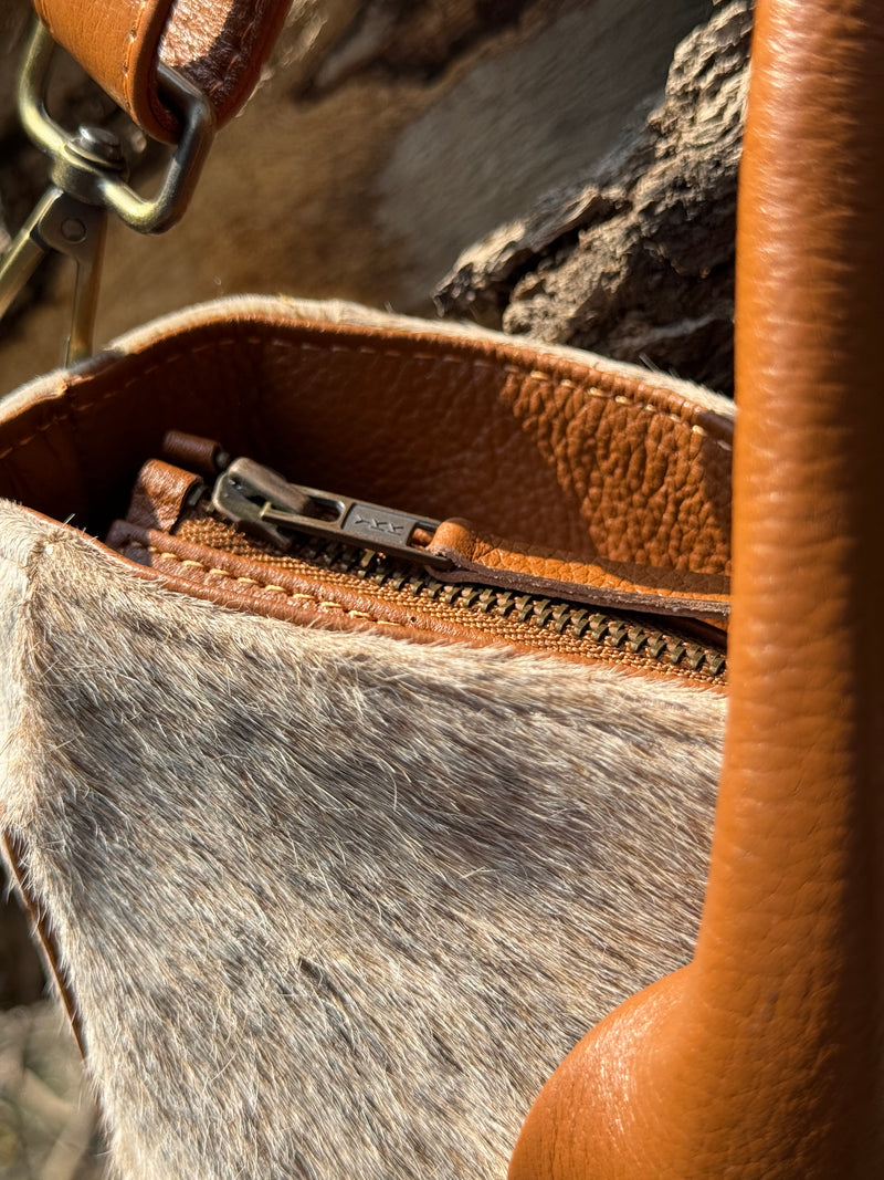 Sand Beige Cowhide Tote Bag