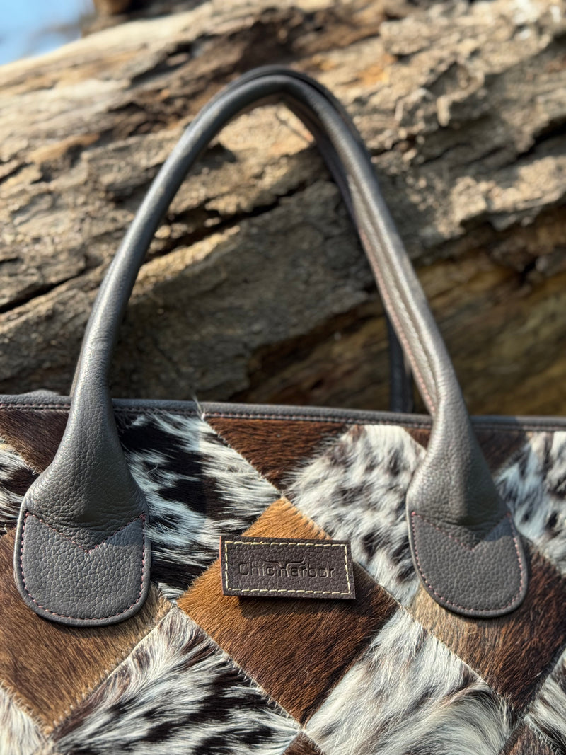 Handcrafted Patchwork Cowhide Tote