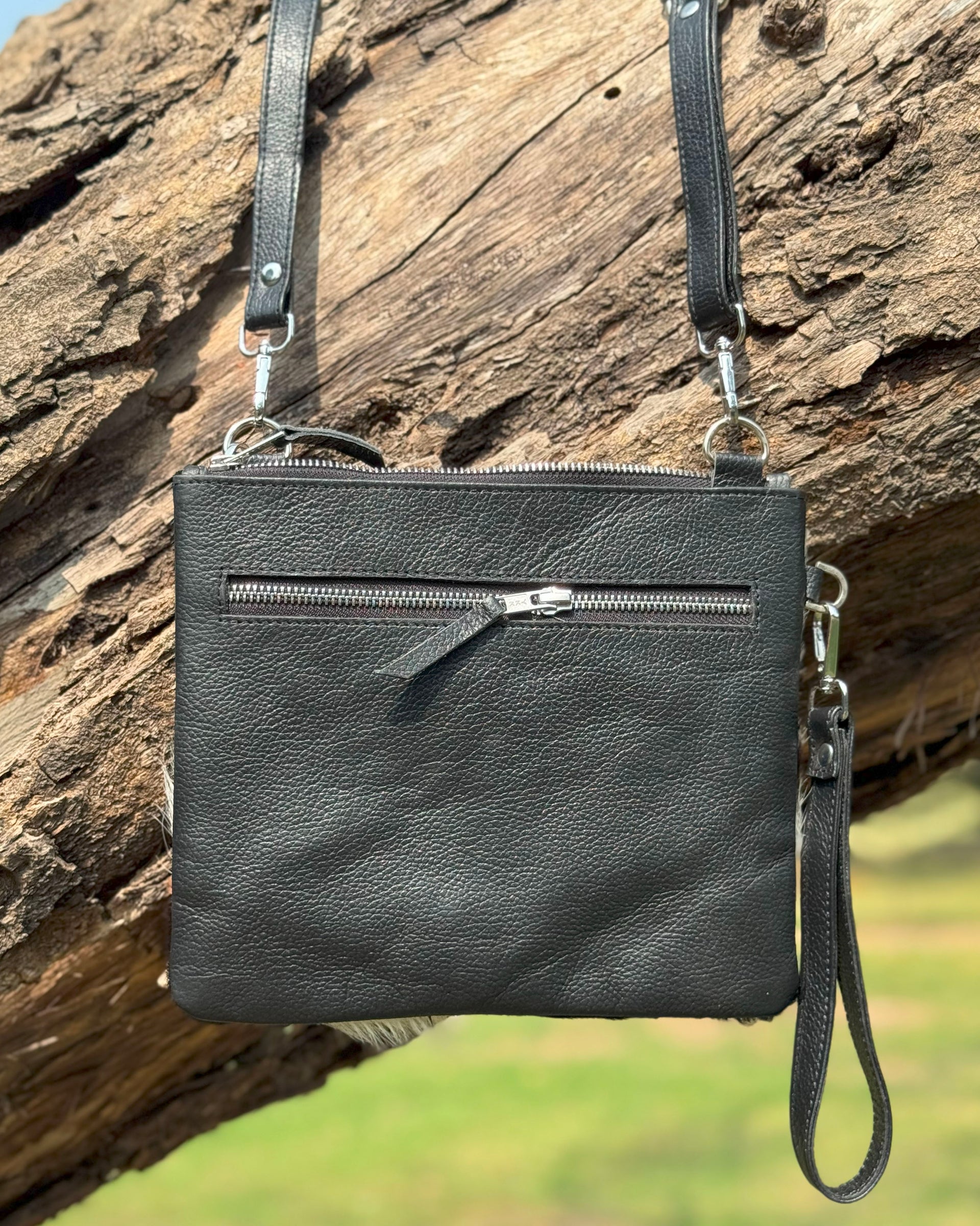 Handcrafted Cowhide Patchwork Leather Crossbody Bag