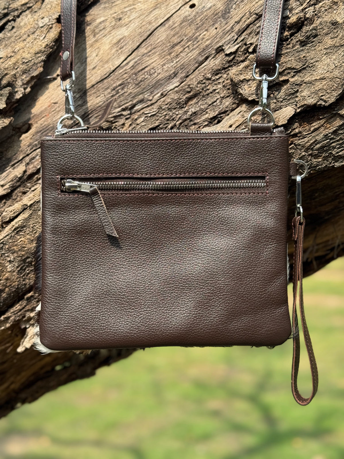 Handcrafted Cowhide Patchwork Leather Crossbody Bag