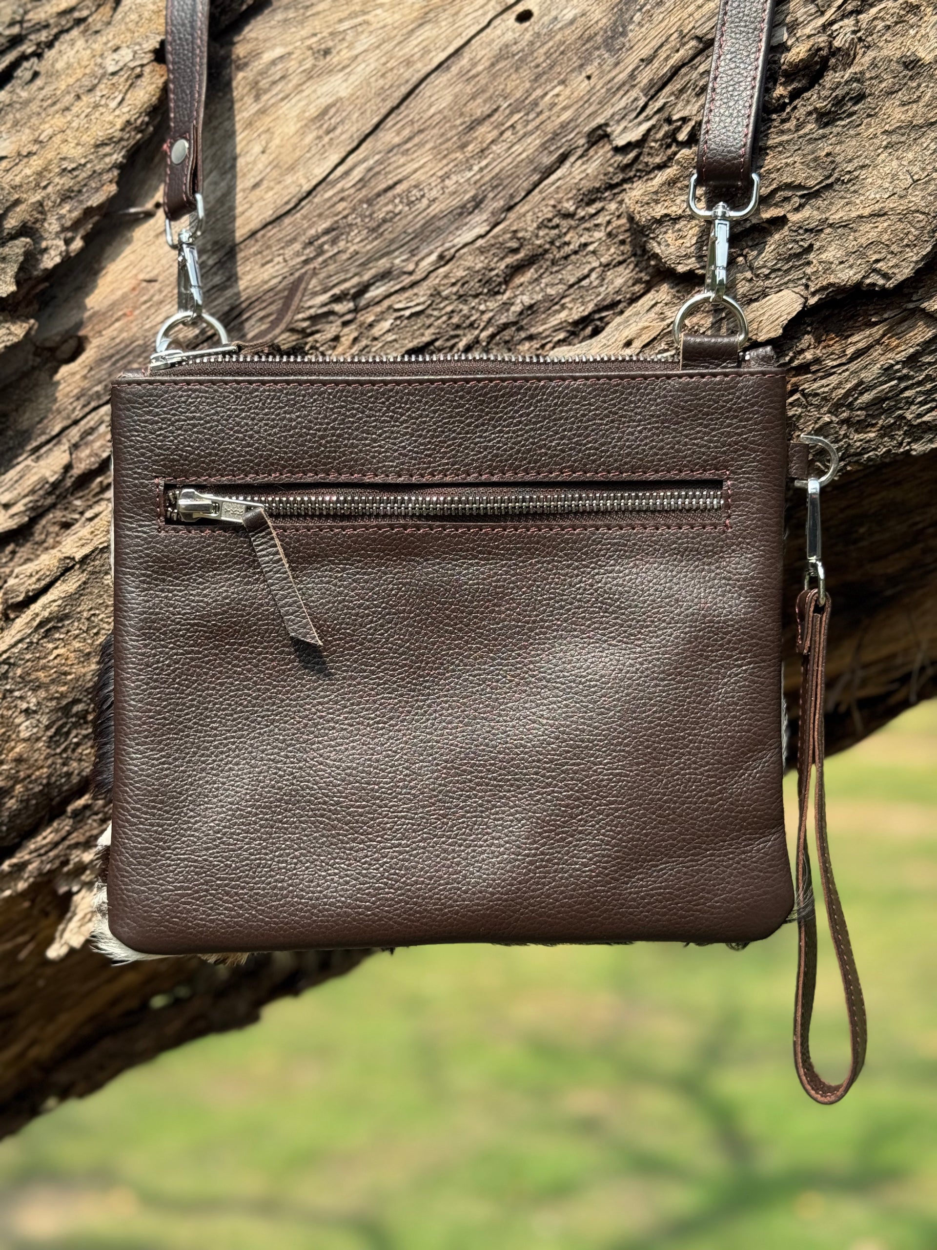 Handcrafted Cowhide Patchwork Leather Crossbody Bag