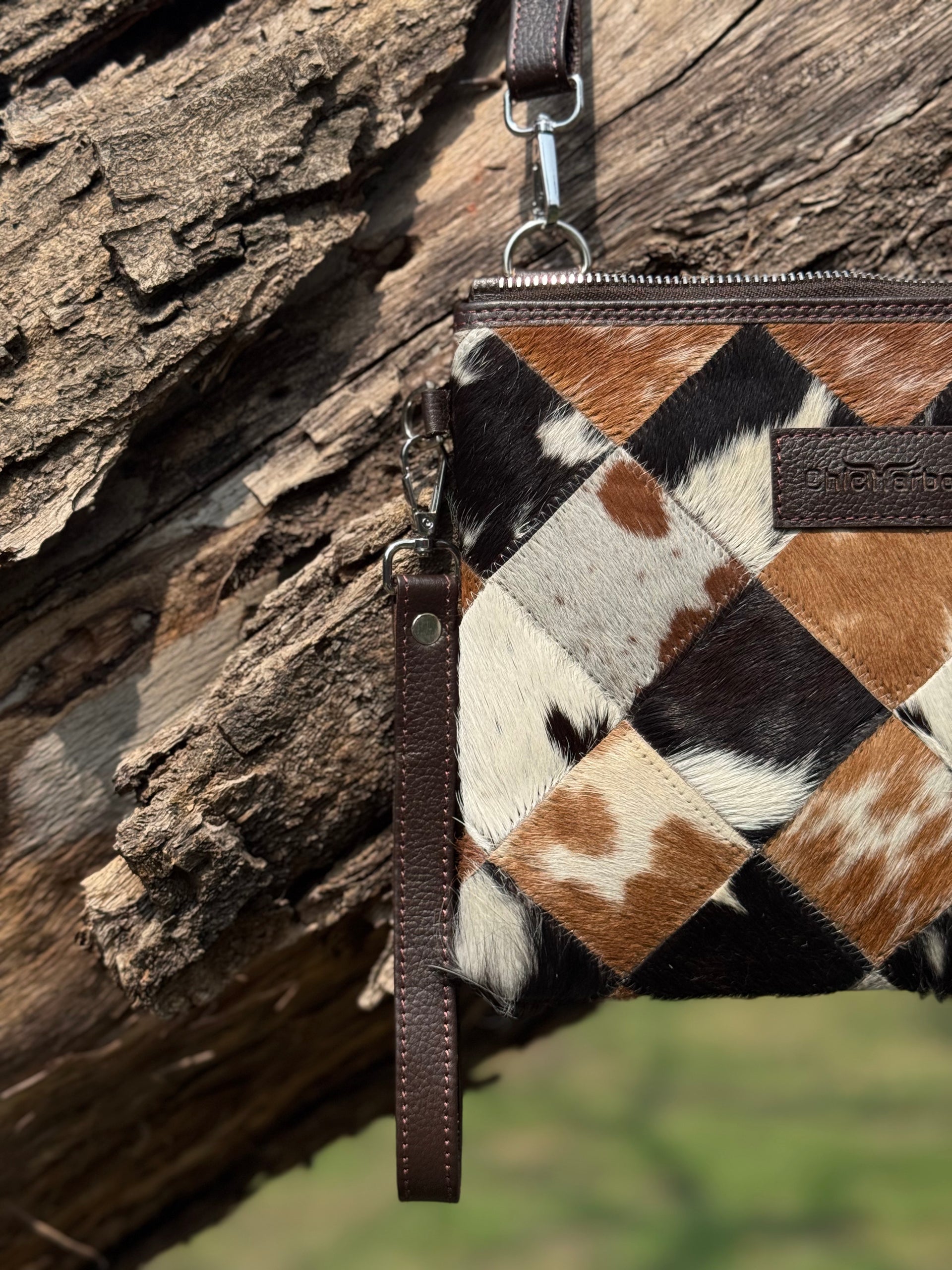 Handcrafted Cowhide Patchwork Leather Crossbody Bag