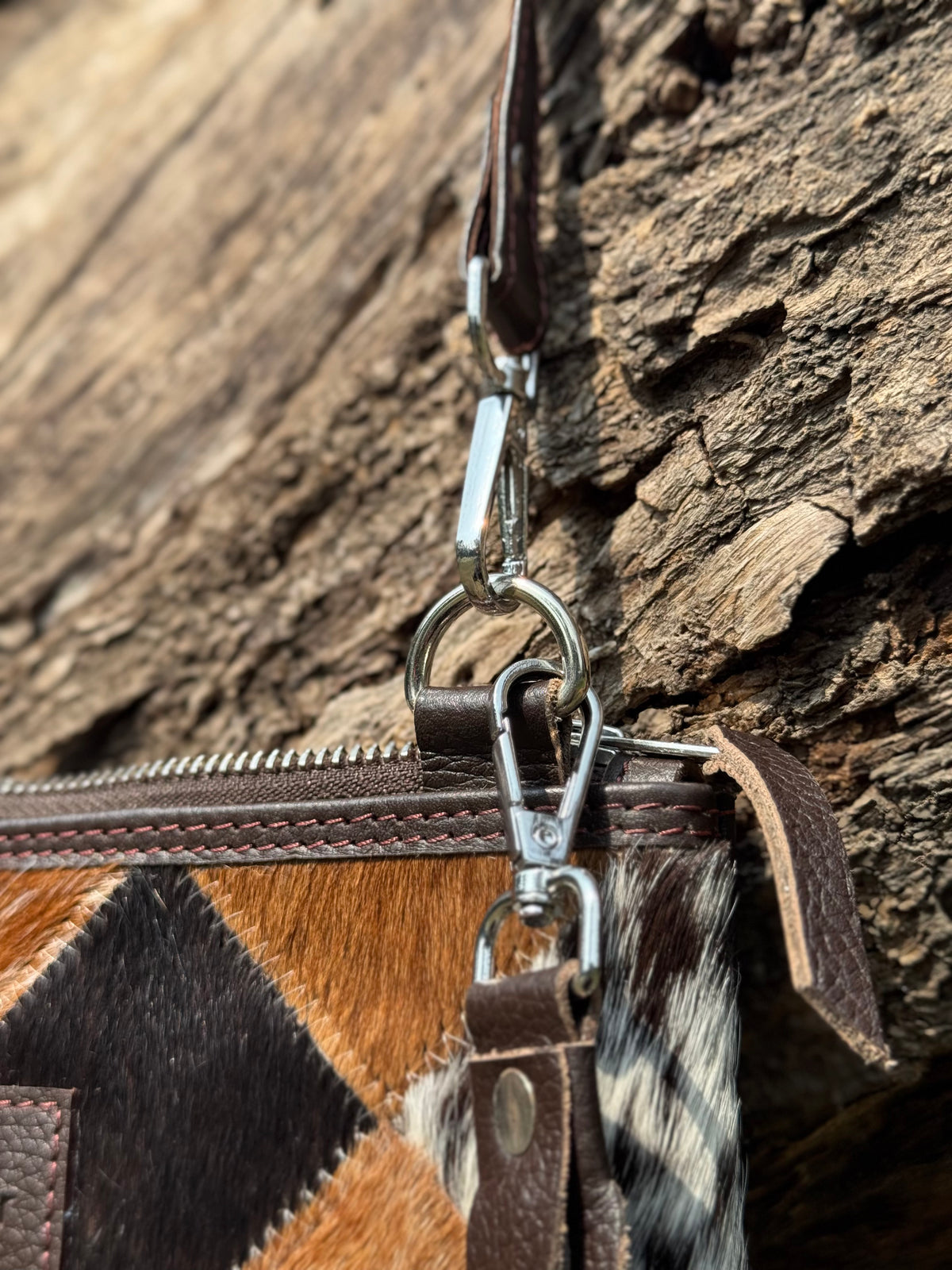 Handcrafted Cowhide Patchwork Leather Crossbody Bag
