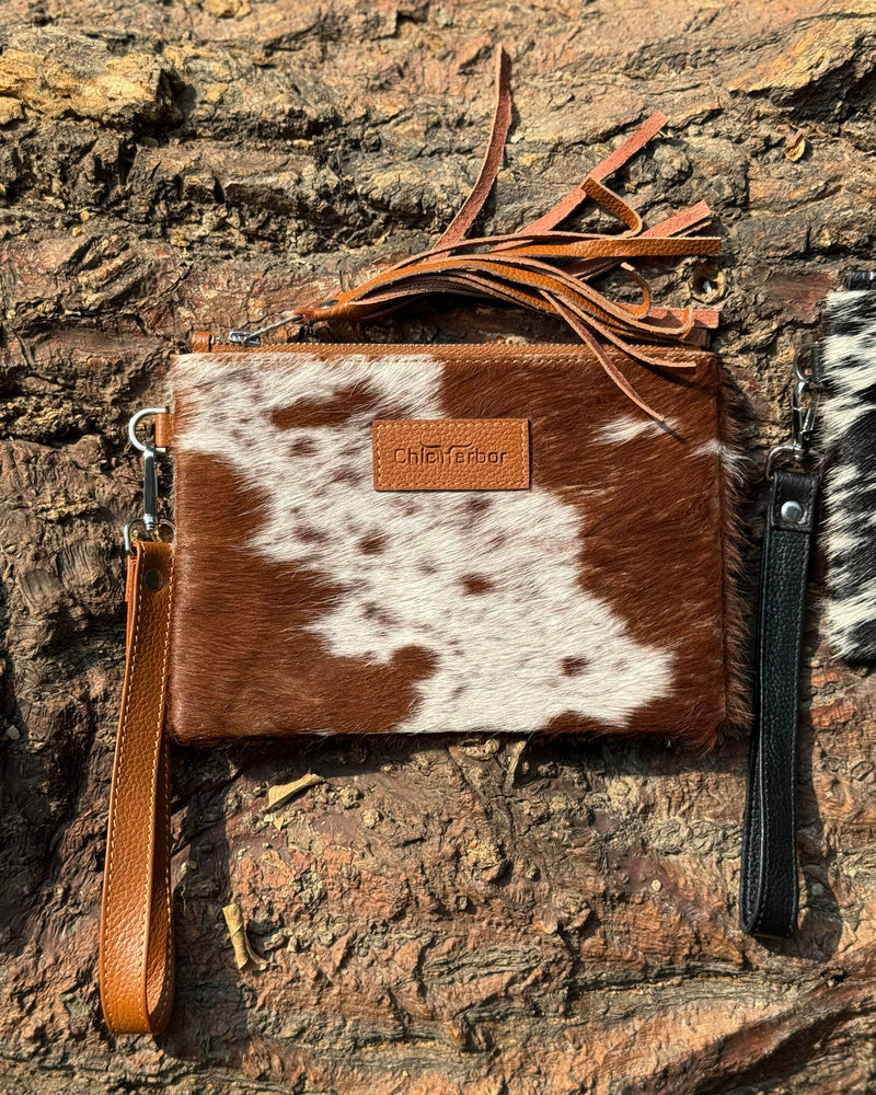 Authentic Cowhide Leather Wristlet | Handmade Western Accessory