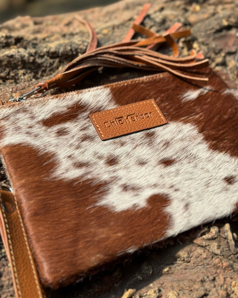 Authentic Cowhide Leather Wristlet | Handmade Western Accessory