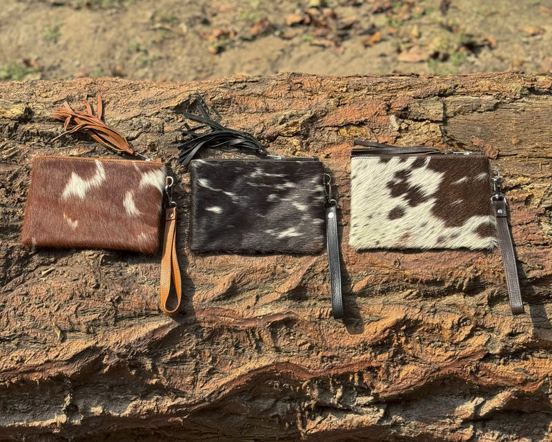 Authentic Cowhide Leather Wristlet | Handmade Western Accessory