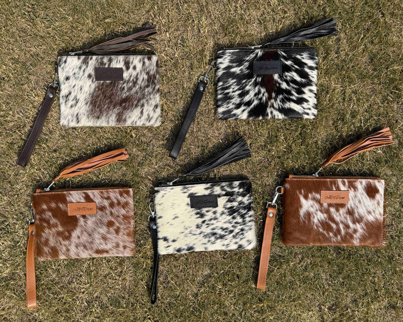 Authentic Cowhide Leather Wristlet | Handmade Western Accessory