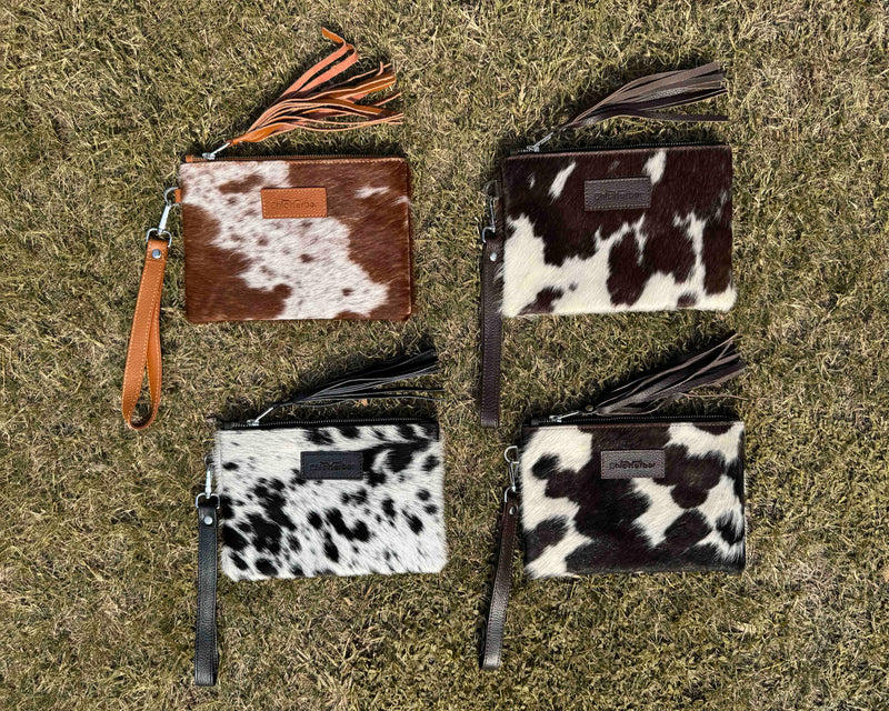 Authentic Cowhide Leather Wristlet | Handmade Western Accessory