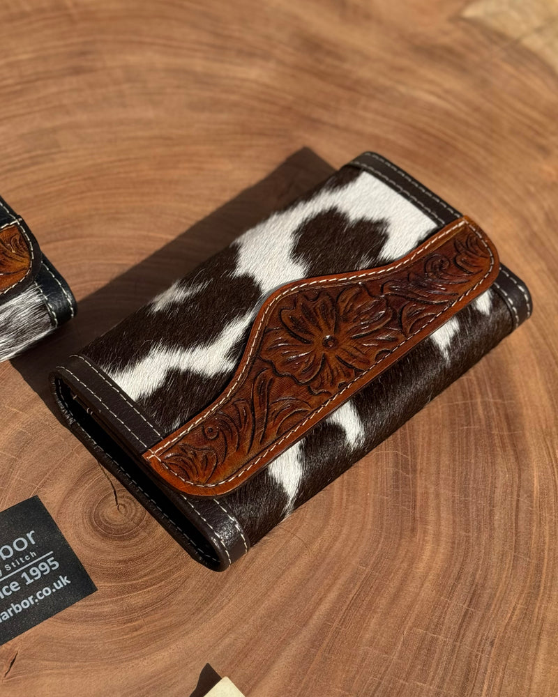 Western-Style Embossed Cowhide Long Wallet
