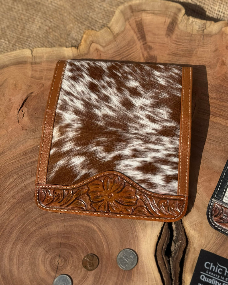 Handcrafted Embossed Cowhide Leather Long Wallet