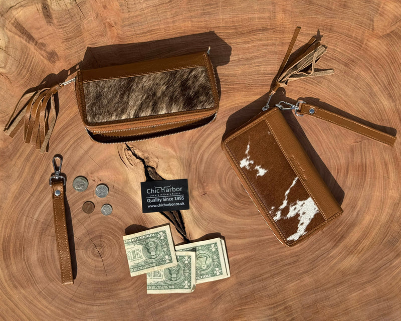 Chic Harbor Women’s Cowhide Zip Wallet