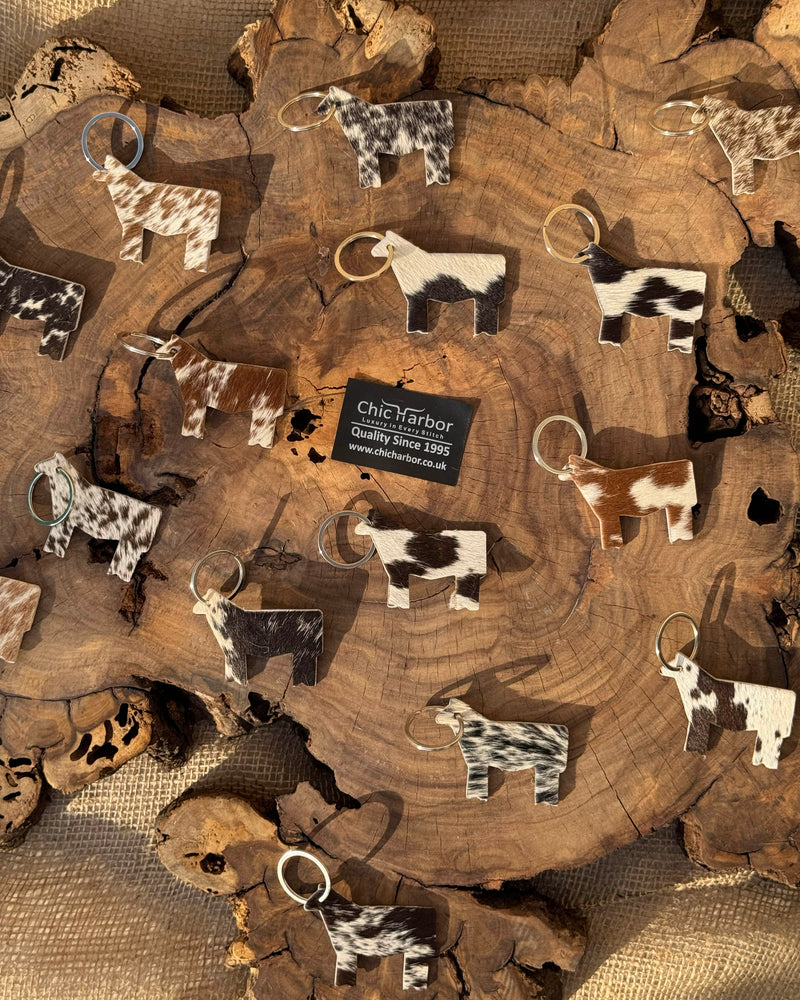 Cowhide Cow Key Tag – Naturally Playful & Handmade
