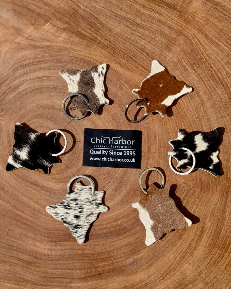 ustic Cowhide Leather Keychain – Handcrafted