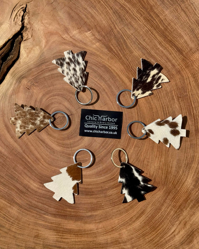Handcrafted Cowhide Tree Key Tag