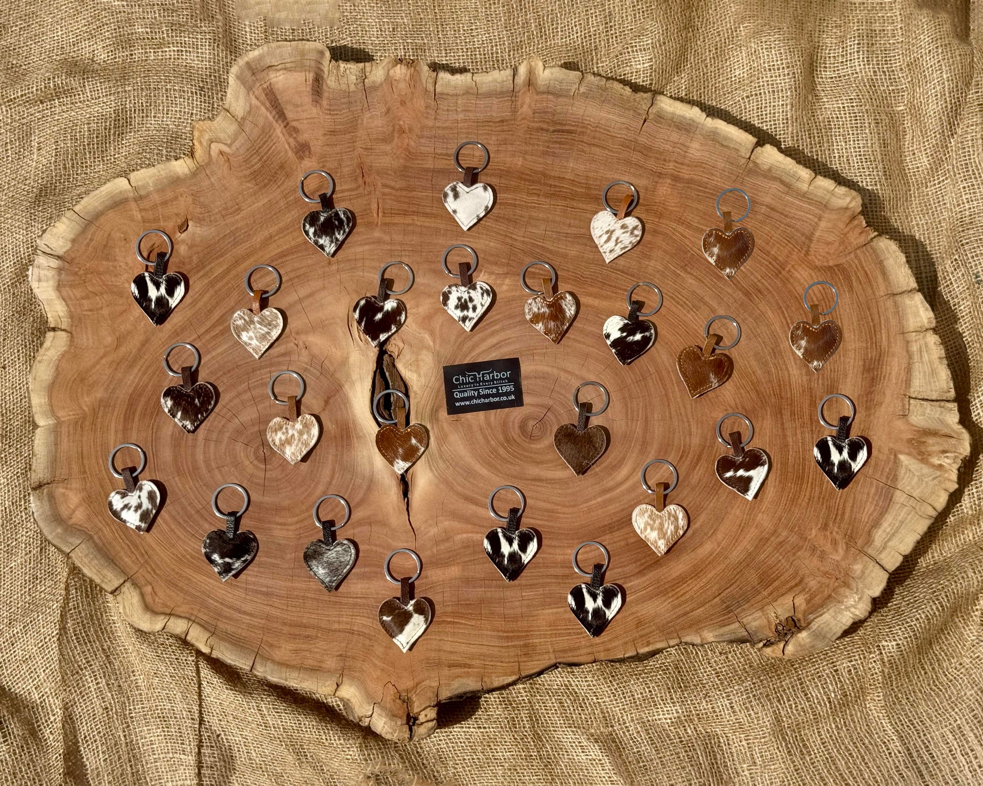 Rustic Cowhide Heart-Shaped Leather Key Tag