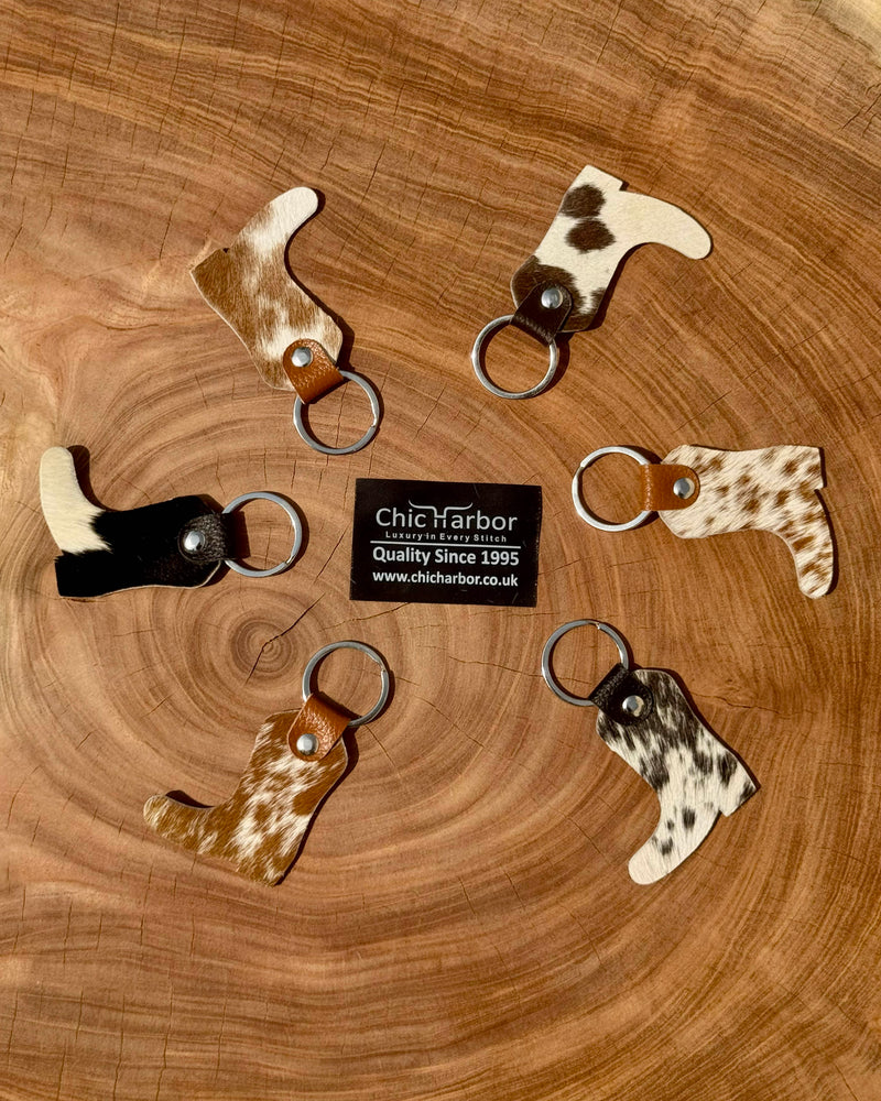 Cowhide Boot Keychain – Genuine Leather