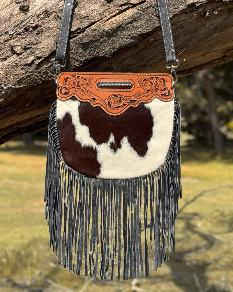Western Cowhide Fringe Crossbody Bag
