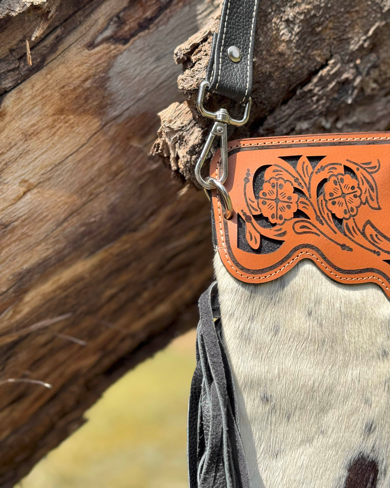 Cowhide Fringe Crossbody Bag