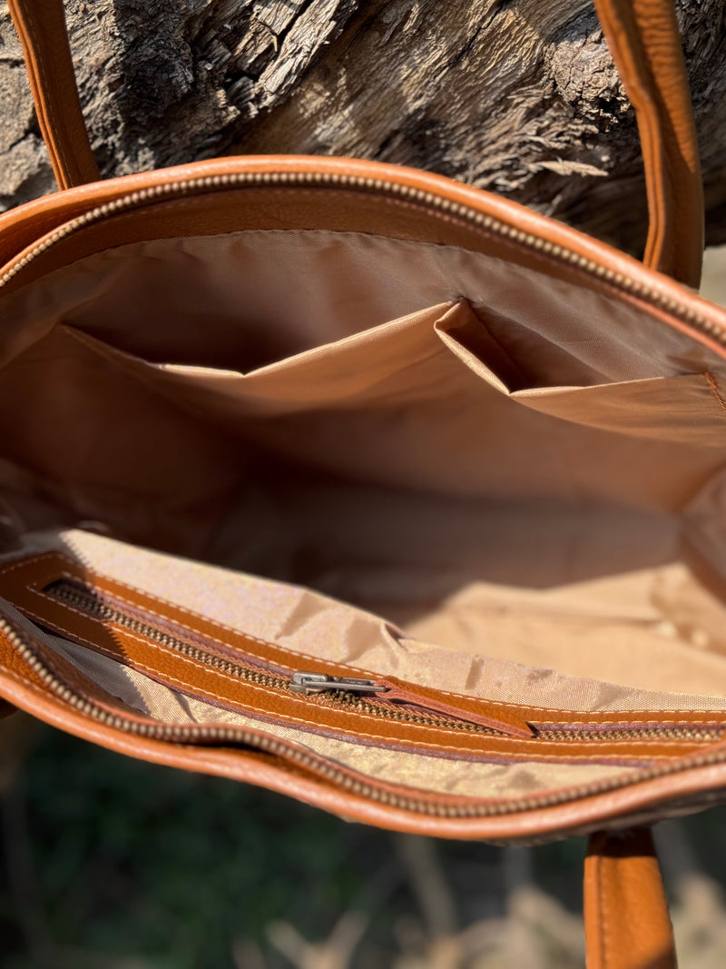 Premium Cowhide Tote — Genuine Leather Handbag
