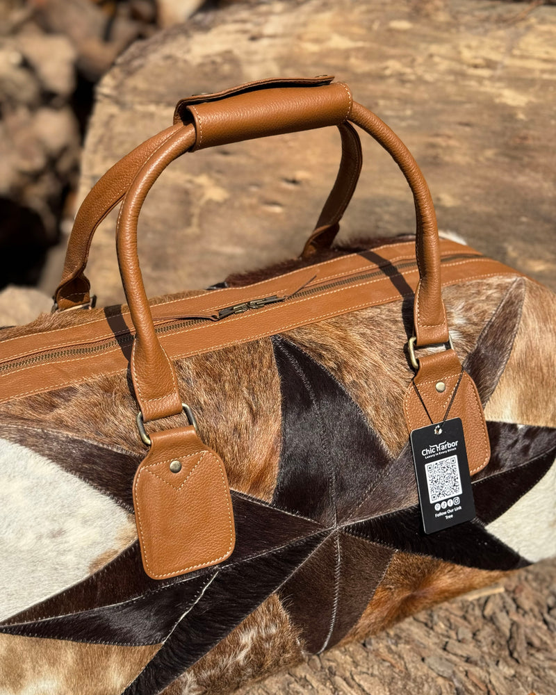 Premium Hair-On Hide Duffle Bag