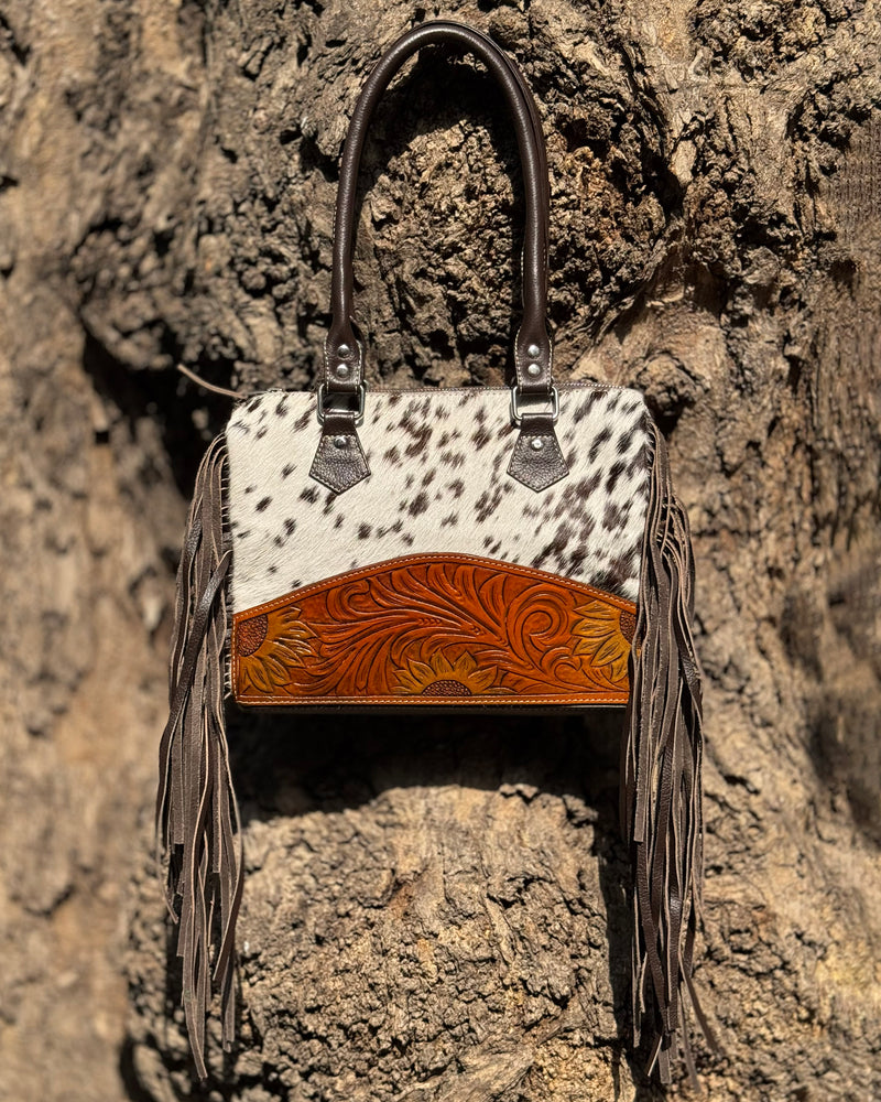Artisan Cowhide Leather Fringe Satchel