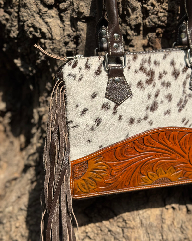 Artisan Cowhide Leather Fringe Satchel
