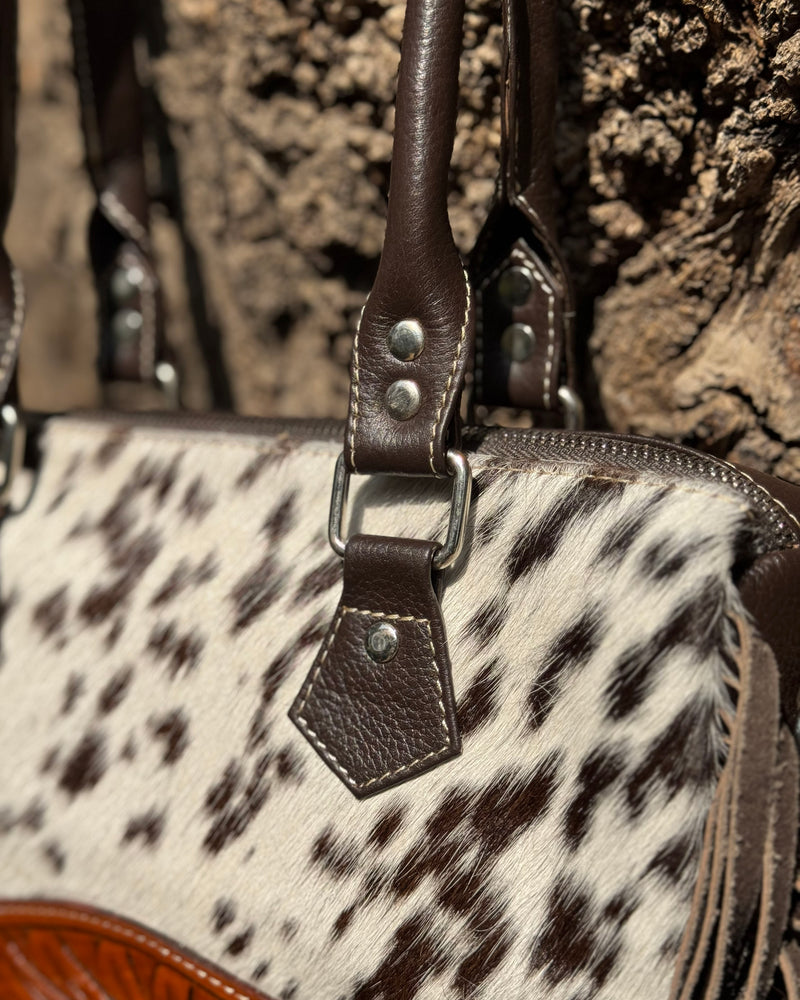 Artisan Cowhide Leather Fringe Satchel