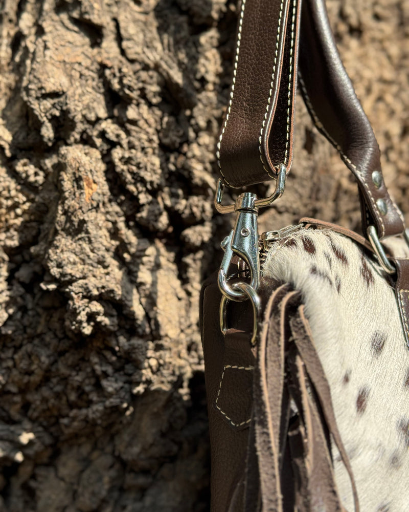 Artisan Cowhide Leather Fringe Satchel