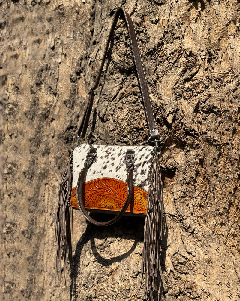 Artisan Cowhide Leather Fringe Satchel